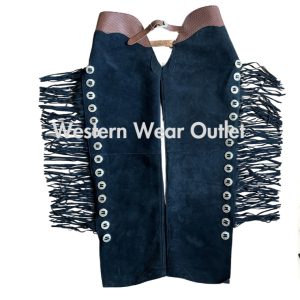 black suede fringe chaps concho western
