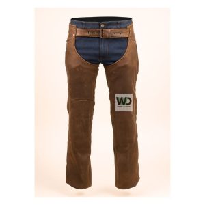 brown motorcycle leather chaps riding fit