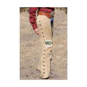 light brown suede fringe chaps snap leg western riding