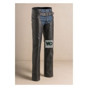 mens black leather motorcycle chaps clean fit riding