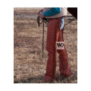 rusty brown fringe leather chaps cowboy style