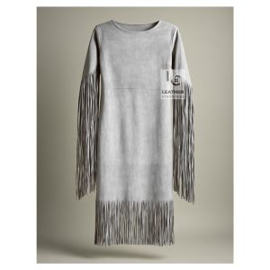 white suede fringe shift dress western style women
