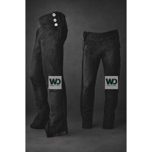 Women’s black suede fringe pants high waisted western style