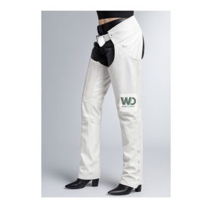 womens white leather chaps buttoned leg soft fit