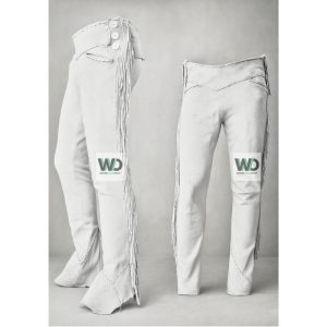 Women’s white suede fringe pants high waisted western style